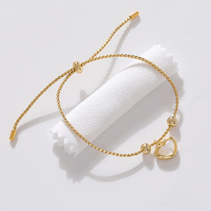 Pulsera Corazón De Cordón De Acero Dorado