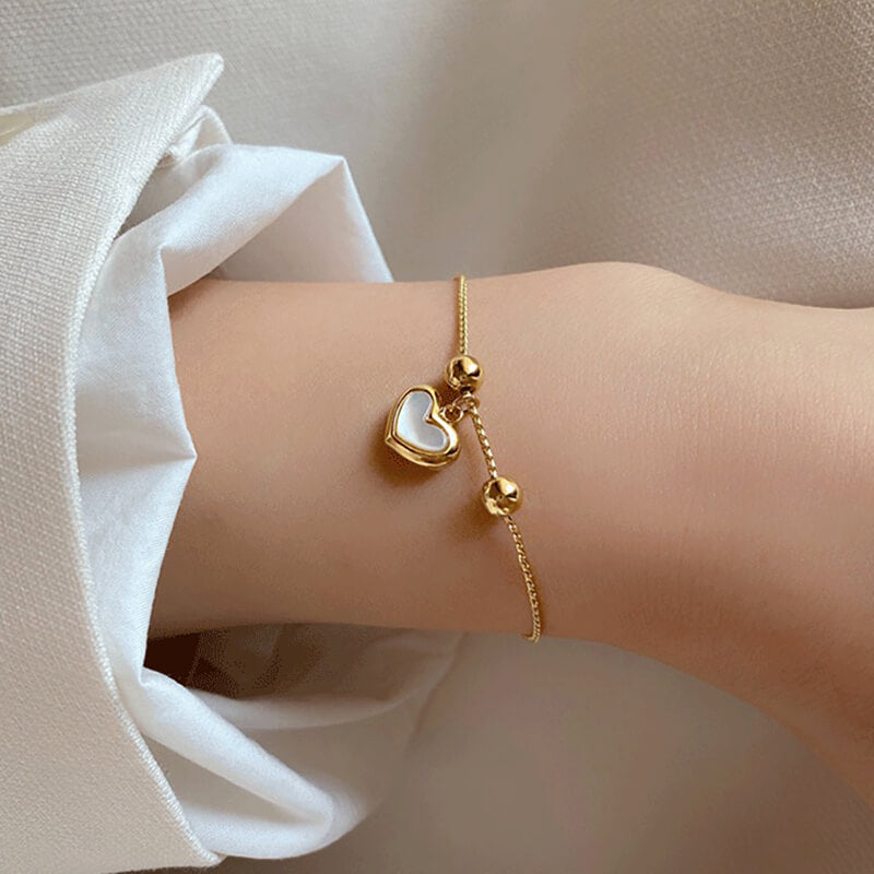 Pulsera Corazón De Cordón De Acero Dorado